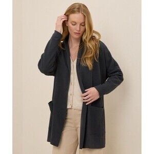 NWT Pact Women's XL/XXL Charcoal Heather Airplane Cardigan X2 Organic Cotton